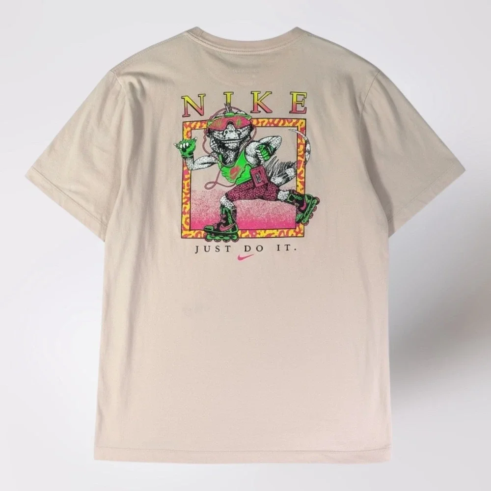 Nike Graphic Tee Mens Large Just Do It Lizard Shirt Beige Streetwear